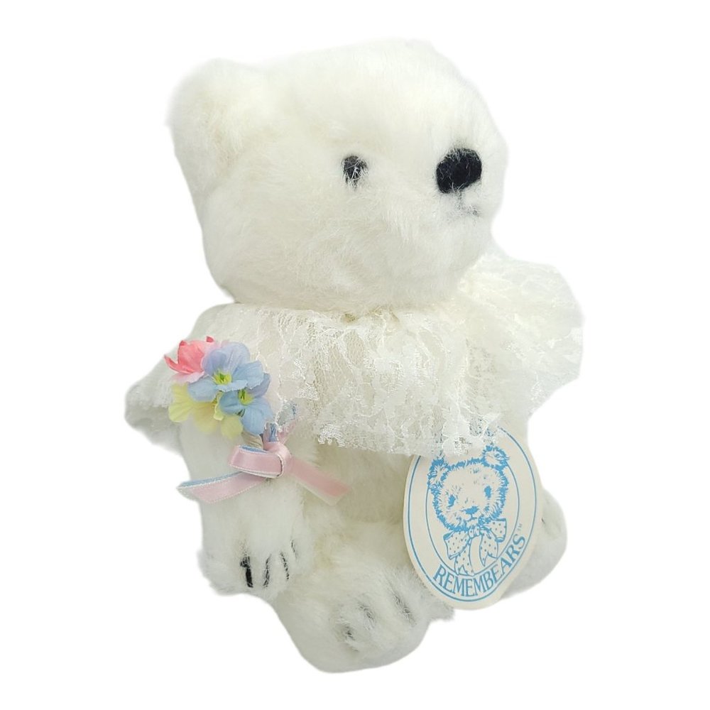 Vintage 1985 Gorham Remembears Teddy Bear Plush Stuffed Animal Toy Lace Collar - Picture 2 of 13